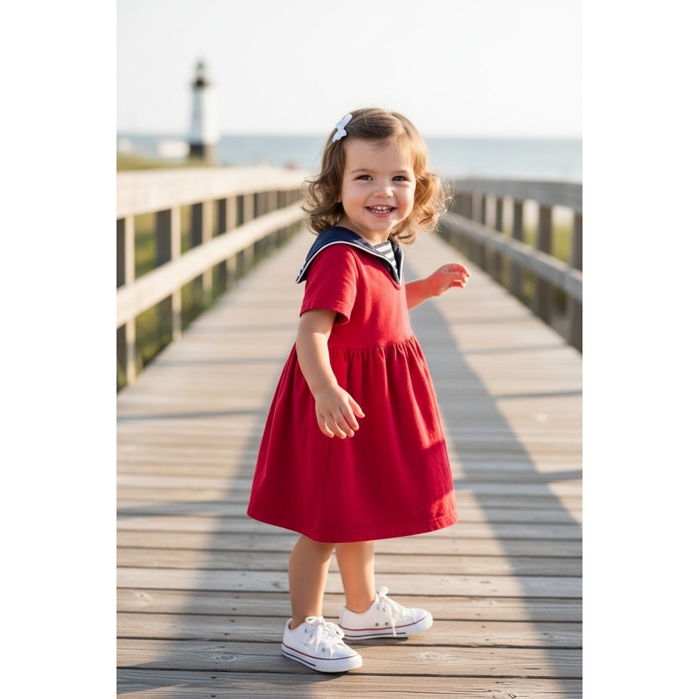 Tommy Hilfiger Toddler Dress 3T Red Nautical Sailor‎ Preppy Classic Girls
